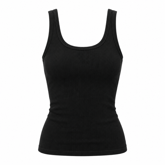 Black ribbed tank top